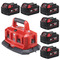 Milwaukee M18B5 18v 5.0ah RedLithium-Ion Batteries x 6 & M1418C6 Multi Bay Charger 240v
