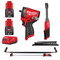 Milwaukee 3 Piece Kit 12v Impact Wrench, Ratchet & Light - 2 x 2.0ah Batteries & Charger