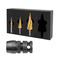 Holemaker Technology 3 Piece Impact Rated Step Drill Set 12, 22, 30MM In Foam  & 111130-012A Adaptor