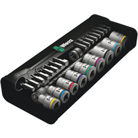 Wera 8100 SB 10 Zyklop Metal Ratchet Set with Push-Through Square, 3/8" Drive, Imperial, 29pc
