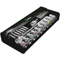 Wera 8100 SC 11 Zyklop Metal Ratchet Set with Switch Lever, 1/2" Drive, Imperial, 28pc