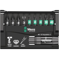 Wera Bit-Check 10 Impaktor 3, Holder and Bits PZ/TX 10pc