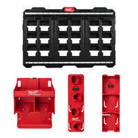 Milwaukee 4932480622 Packout XL Mounting Plate With 4932480712 Drill Storage Station & M12 & M18 Battery Holders