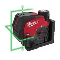 Milwaukee M12CLLP-301C 4933478245 M12 Green Cross Line Laser with Plumb Points Kit - 3.0ah Battery, Charger & Case