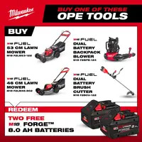 Milwaukee M18F2LM46-802 18v Fuel Dual Battery 46cm Self-Propelled Lawn Mower Kit with Forge Batteries (CLAIM 2 FREE 8.0AH FORGE BATTERIES VIA MILWAUKEE REDEMPTION)