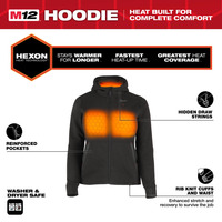 Milwaukee M12HHLBL5 M12 12v Ladies Heated Hoodie - Hexon Heat Technology - Naked