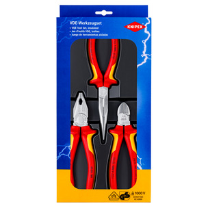 Knipex 002012 3pc Electro VDE Pliers Set 