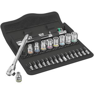 Wera 8100 SA 8 Zyklop Metal Ratchet Set with Switch Lever, 1/4" Drive, Metric, 28pc