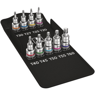 Wera 8767 C TORX® HF 1 Zyklop bit socket set with 1/2" drive, with holding function, 9 pieces 