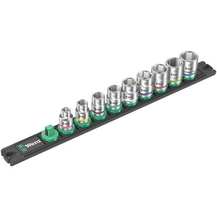 Wera Magnetic Socket Rail B 4 Zyklop Socket Set, 3/8" drive, 9 pieces 