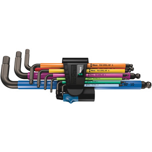 Wera 950/9 Hex-Plus Multicolour HF 1 L-Key Set, Metric, BlackLaser, With Holding Function, 9pc