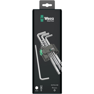 Wera 950/9 Hex-Plus 1 SB L-key Set, Metric, Chrome-plated, 9 pieces 