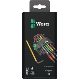 Wera 967/9 TX BO Multicolour 1 SB L-Key Set for Tamper-proof TORX® Screws, BlackLaser, 9pc