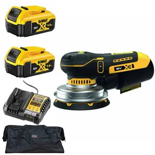 Dewalt DCW211N 8V XR 125mm Brushless Random Orbital Sander Kit - 2 x 5.0ah Batteries, Charger & PTM Bag