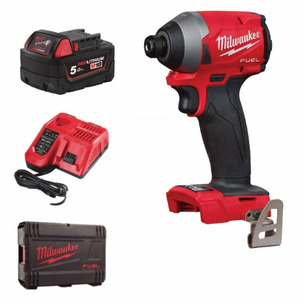Milwaukee M18FID2-501X 18V GEN3 Impact Driver Kit (1 x 5.0Ah RedLithium-Ion Battery, Charger and Case)
