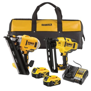 Dewalt DCK2046P2 18V Brushless Twin Nailer Kit With 2 x 5.0Ah Batteries & Charger In Bag