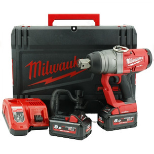 Milwaukee M18ONEFHIWF1-802X 18V One Key Fuel 1" Impact Wrench Kit (2 x 8.0Ah RedLithium-Ion Batteries, Charger & Case)