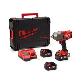 Milwaukee M18ONEFHIWF12-503X M18 One Key Fuel 1/2" High-Torque Impact Wrench Kit (3 x 5.0Ah RedLithium-Ion Batteries, Charger & Case)