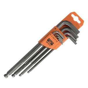Bahco 9770 9pc Metric Long Ball End Hex L-Key Set Phosphate Finish BE-9770