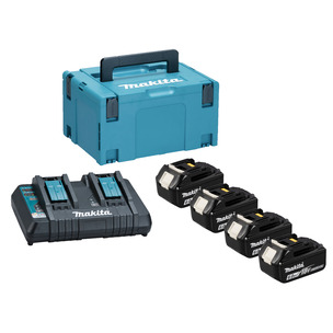 Makita 198095-6 18v Power Source Kit - 4 x BL1860 6ah Batteries, Charger and Case 