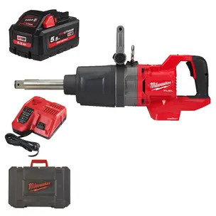 Milwaukee M18ONEFHIWF1D-0 1'' Fuel D-Handle High Torque Impact Wrench Kit - 5.5ah High Output Battery, Charger & Case