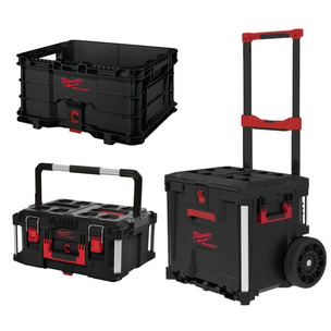 Milwaukee 3 Piece Packout Bundle - 4932498651 Rolling Drawer, 4932464079 Toolbox & 4932471724 Crate