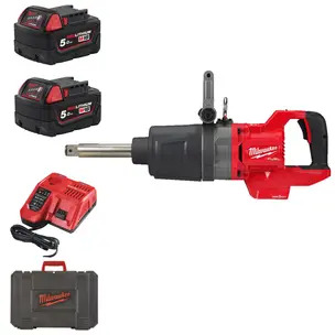 Milwaukee M18ONEFHIWF1D-502X 1'' Fuel D-Handle High Torque Impact Wrench Kit - 2 x 5.0ah Battery, Charger & Case
