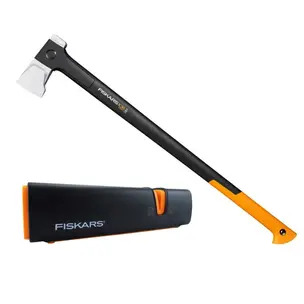 Fiskars 1069109 XXL X36 Extra Long Heavy Duty Splitting Axe & XSharp Axe and Knife Sharpener 120740 