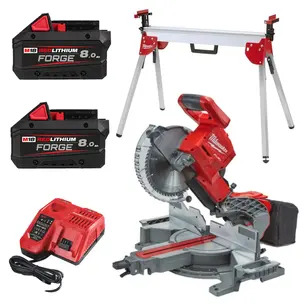Milwaukee M18FMS254-0 18V Fuel 254mm Brushless Cordless Mitre Saw Kit - 2 x 8.0ah Batteries, Charger & MSL2000 Stand