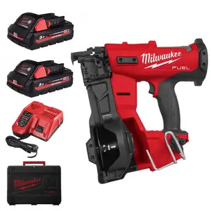Milwaukee M18FRCN45-302X 18v Fuel Roofing Coil Nailer Kit - 2 x 3ah Batteries, Charger & Case 