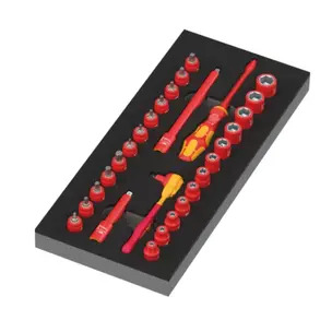 Wera 9727 Foam Insert 8007 A VDE Zyklop VDE Ratchet Set 1, 1/4" - 30 Pieces