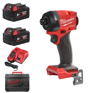 Milwaukee M18FID3-0 18v Fuel Impact Driver Kit - 2 x 5.0ah Batteries, Charger & Case
