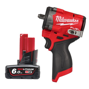 Milwaukee M12FCIWF38G3-0 12v Fuel 3/8" Compact Impact Wrench & 6.0ah Battery