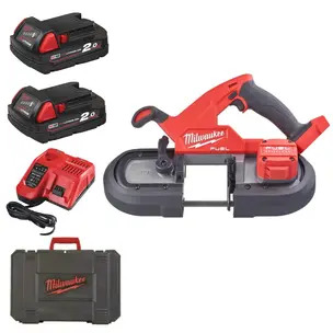 Milwaukee M18FBS85-202C 18V 85mm Compact Bandsaw Kit - 2 x 2.0ah Batteries. Charger & Case