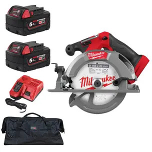 Milwaukee M18FCS552-0 18v Fuel 165mm Circular Saw Kit - 2 x 5.0ah Batteries, Charger & PTM Bag
