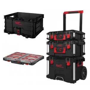 Milwaukee 4932464244 3 Piece PACKOUT Storage System Set, Crate & Slim Organiser
