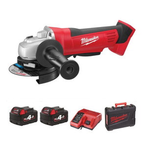 Milwaukee HD18AG115-402C 18V 115mm Angle Grinder (2 x 4.0Ah RedLithium-Ion Batteries)