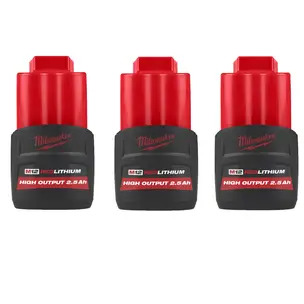 Milwaukee M12HB2.5 12v High Output 2.5ah Battery - 3 Pack