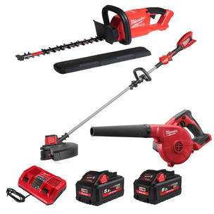 Milwaukee M18 3 Piece Gardening Power Tool Kit - Grass Trimmer, Hedge Trimmer & Blower