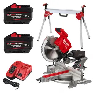 Milwaukee M18FMS305-0 18V Fuel 305mm Mitre Saw Kit - MSL2000 Stand , 2 x 12.0ah Forge Batteries & Charger
