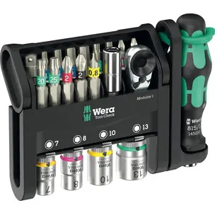 Wera 05049000001 Tool-Check Modular 1 Screwdriver Bit Set With Handle -21 Pieces