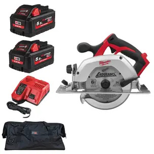 Milwaukee HD18CS-0 18V 165mm Heavy Duty Circular Saw Kit - 2 x 5.5ah Batteries, Charger & PTM Bag