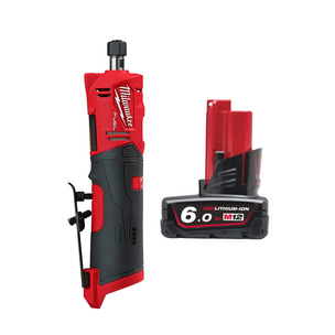 Milwaukee M12FDGS-0 12V Fuel 1/4'' Straight Die Grinder (Body Only) & M12B6 6.0Ah Battery 