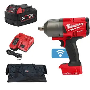 Milwaukee M18ONEFHIWF12-0 One-Key Fuel Brushless High-Torque 1/2" Impact Wrench with Friction Ring Kit -5.0ah Battery