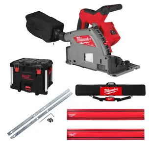 Milwaukee M18FPS55 18v 55mm Plunge Saw Naked in Packout Case with Guide Rail Kit 