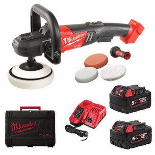 Milwaukee M18FAP180-502X 18V Fuel 180mm Polisher Kit (2 x 5.0ah RedLithium-Ion Batteries, Charger & Dyna Case)