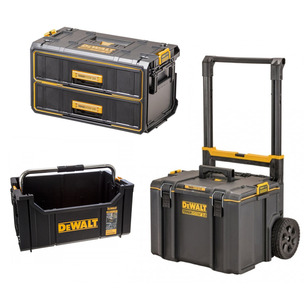 Dewalt DS450 Rolling Case, 2 Drawer Organiser Case & Tote TOUGHSYSTEM 2.0 Bundle