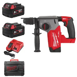 Milwaukee M18FHX-0X 18v Fuel 4 Mode SDS+ Hammer Drill Kit - 2 x 5.0ah Batteries, Charger & Case