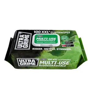 UltraGrime Pro Multiuse Biodegradable Wipes - Pack Of 100 Wipes