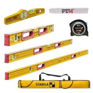 Stabila 7 Piece Set - 4 Levels, Bag, Tape & Ruler